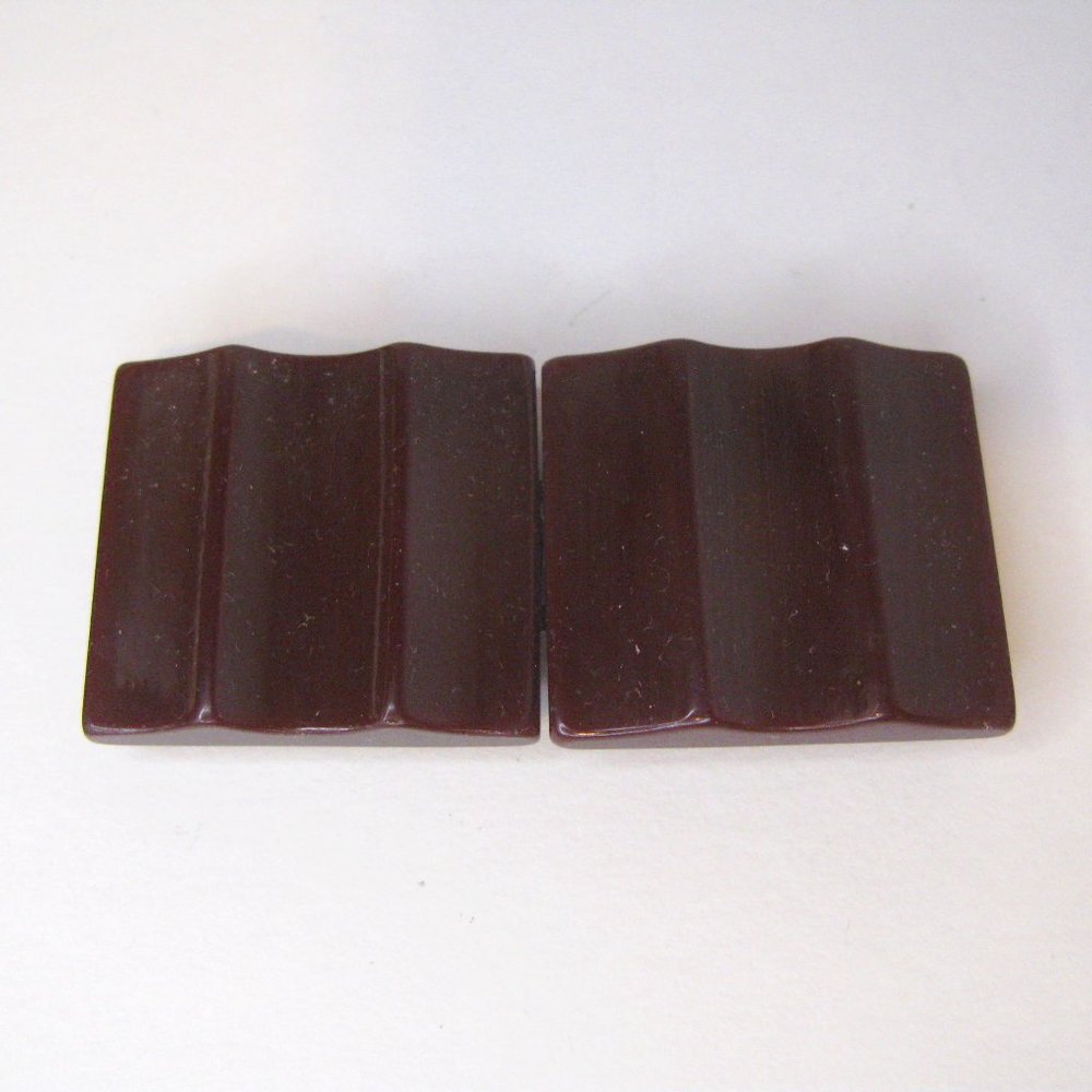 Antique Brown Square Bakelite Buckle Set